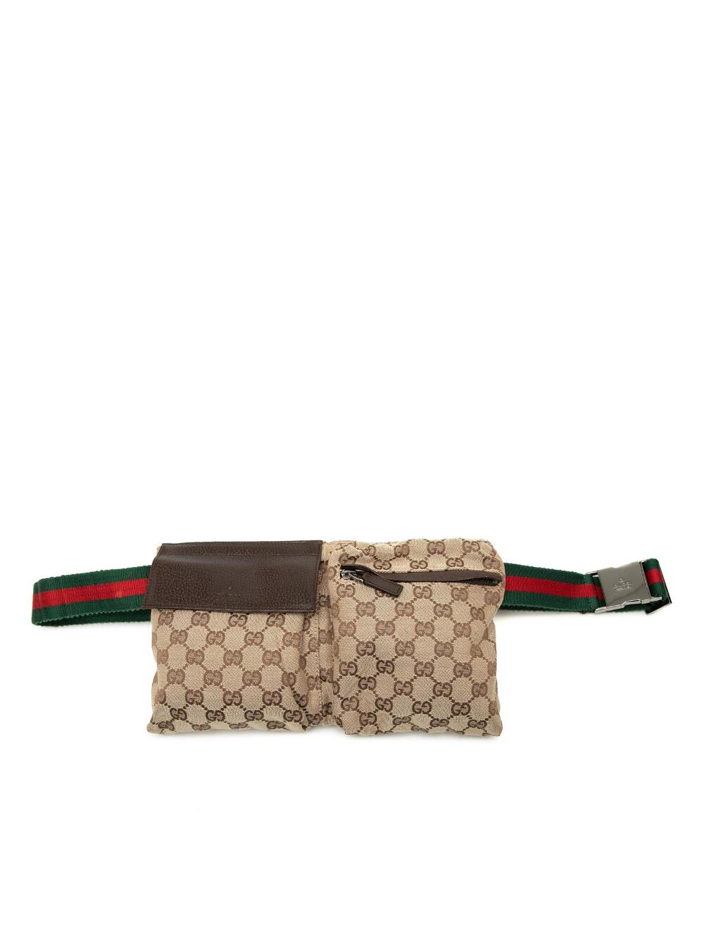 Gucci Gg Canvas Web Double Pocket Belt #362329G62B